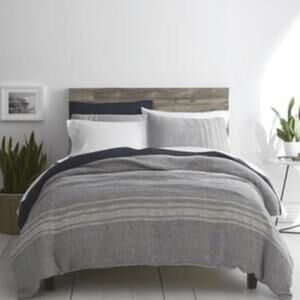Threaded Horizon Stripe Blue Cotton Duvet Cover